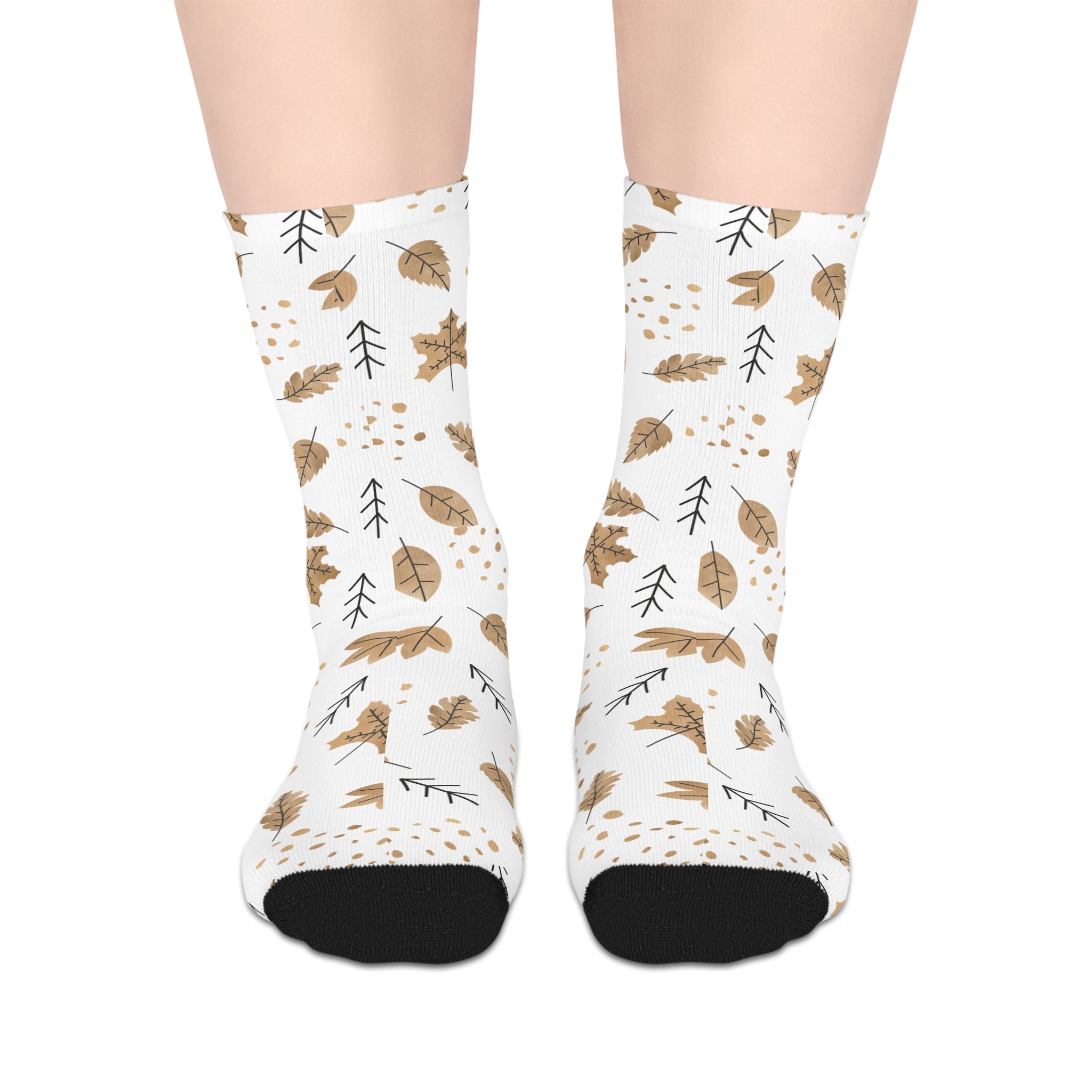 🍁 “Golden Leaves & Cozy Dreams” Mid-Length Socks