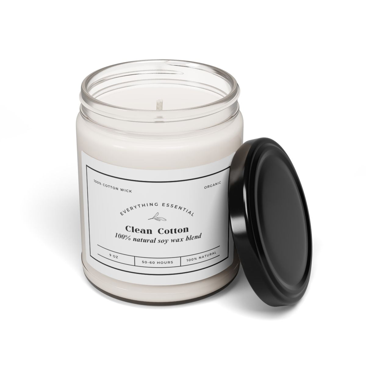 Clean Cotton Scented Soy Candle βοΈβ¨