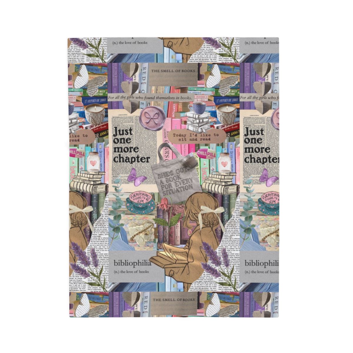 “Just One More Chapter” Plush Velveteen Blanket 📖🛋️✨