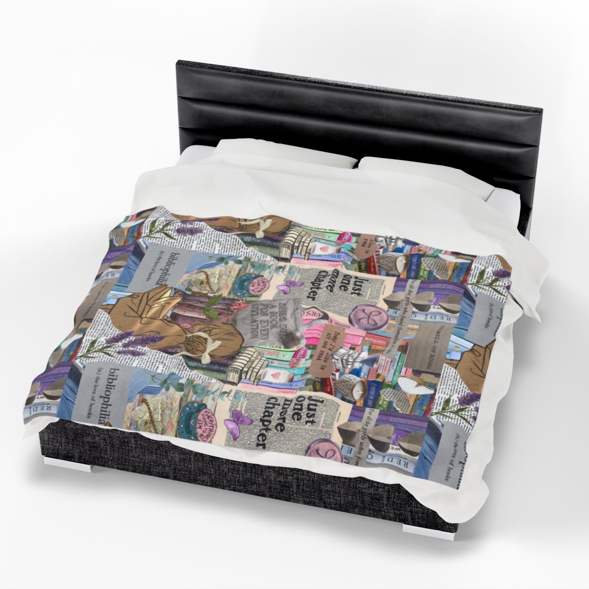 “Just One More Chapter” Plush Velveteen Blanket 📖🛋️✨