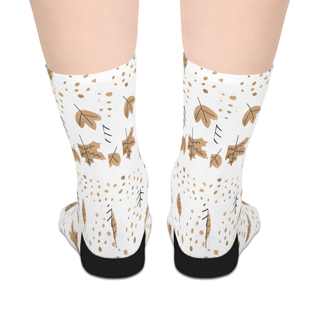 🍁 “Golden Leaves & Cozy Dreams” Mid-Length Socks