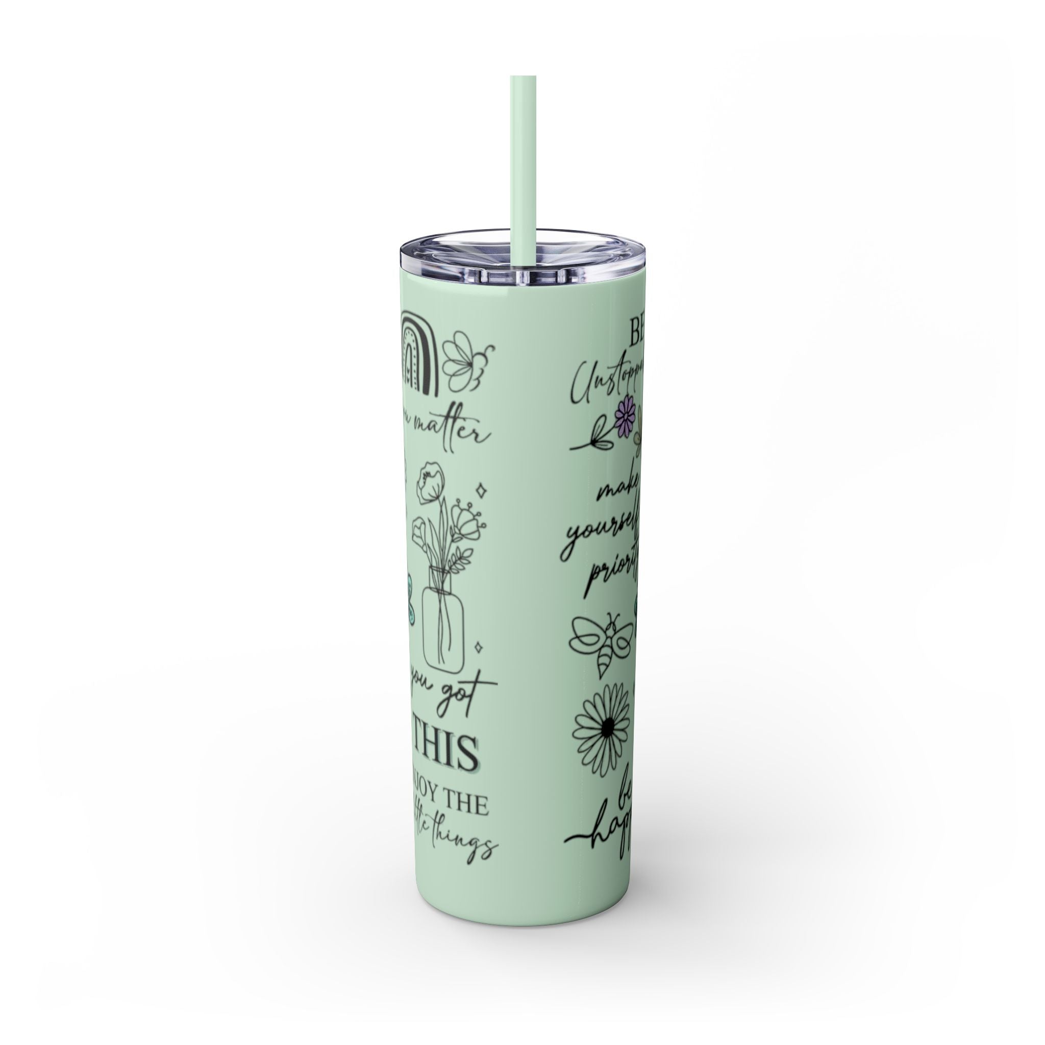 Just Breathe 🌿💧 Skinny Tumbler – 20oz
