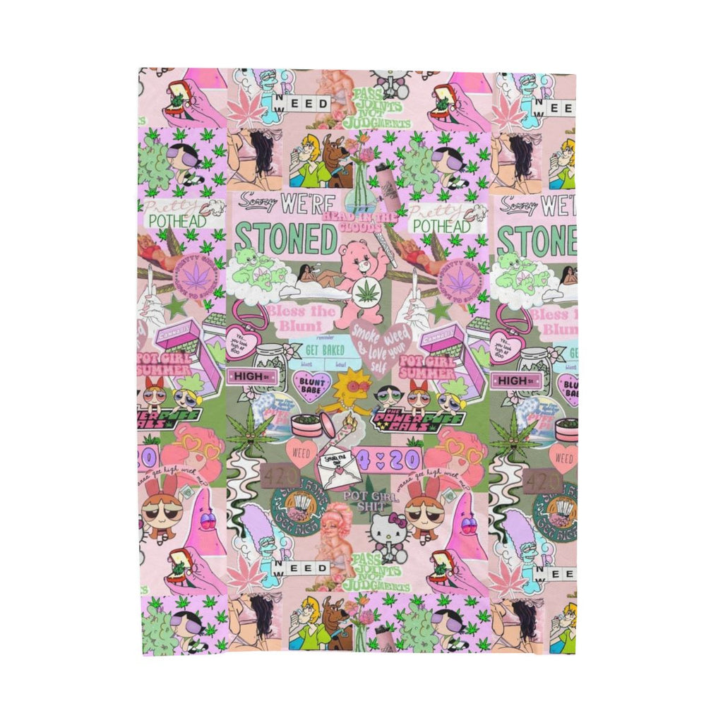 💕 "Puff, Pass & Pink Dreams" Plush Blanket 🌸💨