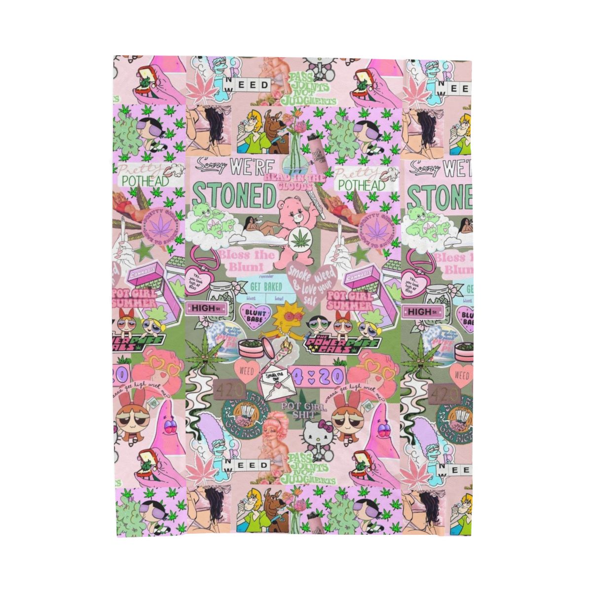 💕 "Puff, Pass & Pink Dreams" Plush Blanket 🌸💨